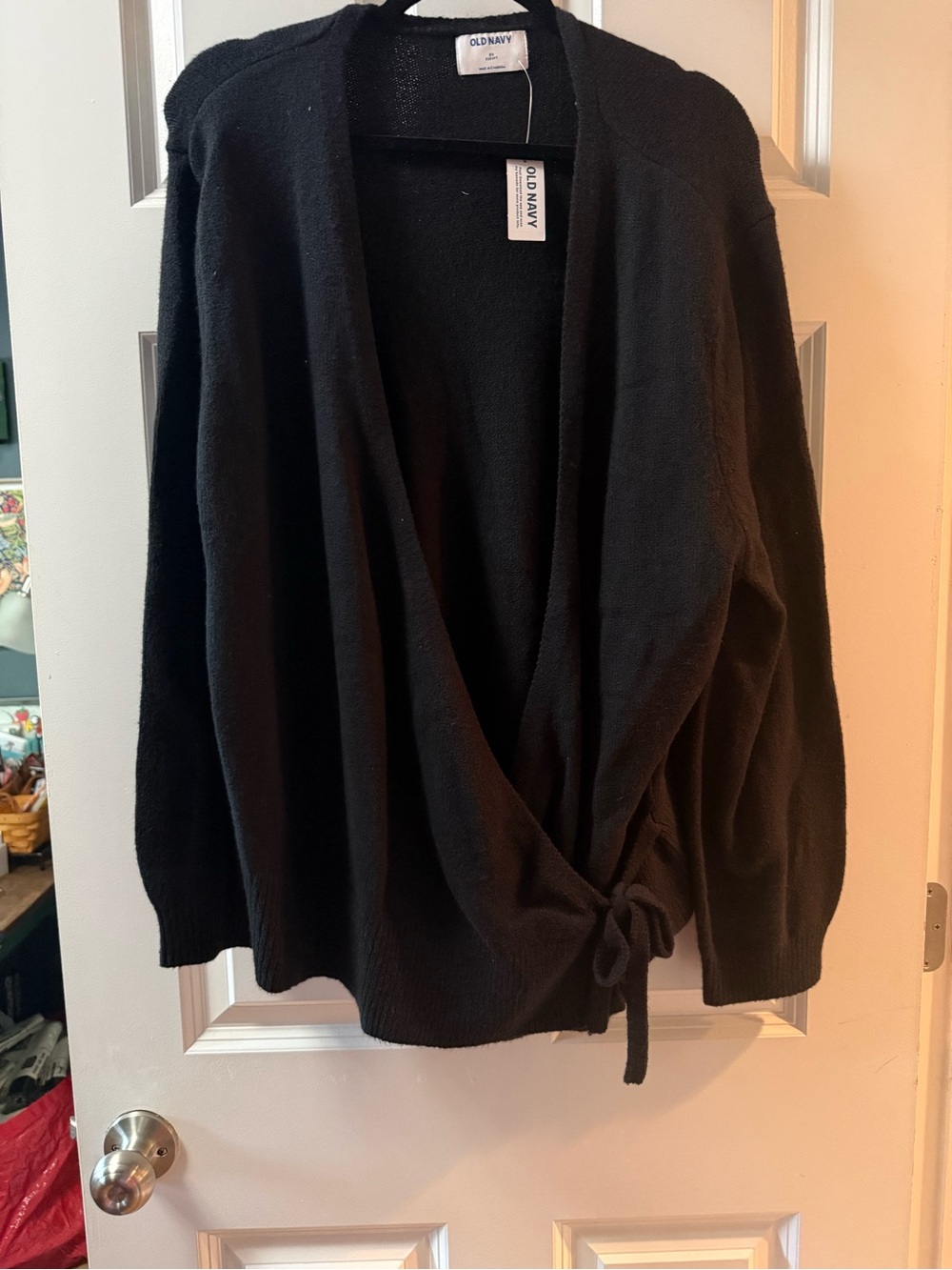 Old Navy Black Wrap Tie Cardigan Sweater